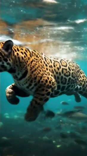 Powerful Jaguar Hunts Fish in River #jaguar #wildlife #nature