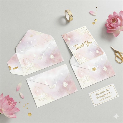 Thank You Card Printable With Envelope Elegant Minimal Gratitude Greeting Instant Download Set - Etsy