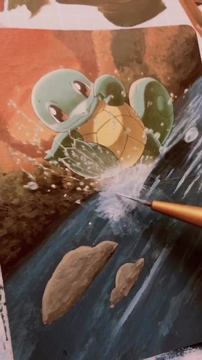 Squirtle so baby c: #makeitfestive #CozyLittleChristmas #greenscreenvideo #SyrupTurnUp #pokemon #art #painting #cute #fyp #foryoupage