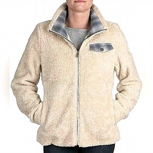 Pendleton Ladies' Softshell Fuzzy Full Zip Sherpa Jacket Beige Heather Medium