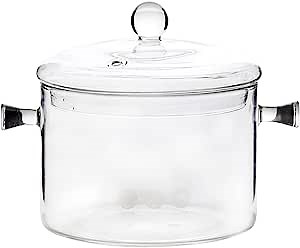 Glass Soup Pot Clear Pots for Cooking Saucepans with Cover Clear Pots for Cooking 1.3L/44 FL OZ Glass Pots for Cooking on Stove with Lid, Glass Cookware Set Cooktop Safe for Pasta Noodle, Soup