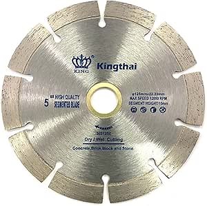 Kingthai 4 Inch Wet Dry Segmented Cutting Concrete Diamond Saw Blade for Masonry with 7/8-5/8 Inch Arbor
