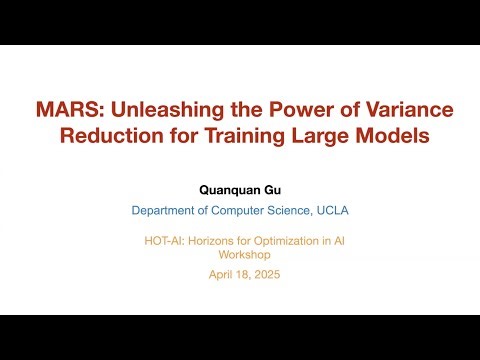TILOS HOT-AI Workshop: Unleashing the Power of Variance Reduction for Training Large Models