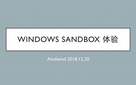 Windows Sandbox 沙盒环境体验
