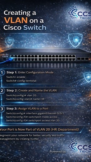 Create a VLAN on a Cisco Switch in 60 Seconds! ⚡ #ccna #cisco #ccie #ccnp #cisconetworking