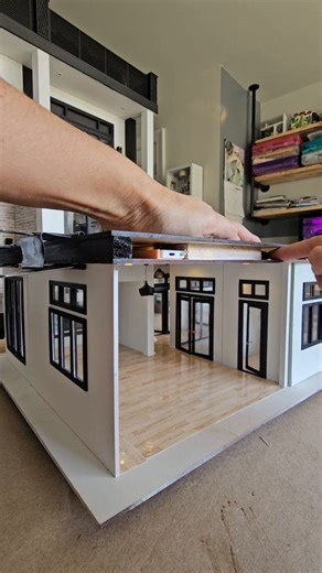 Rosa on Instagram: "Part 5 of my 124 scale modern dollhouse build! In this video i show you how I finish the lighting in the first floor and how to access it! #miniatures #dollhouse #dollhouseminatures #design #mini #art"