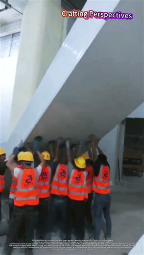 Amazing Teamwork! Workers Lift Giant Cold Room Panel Together