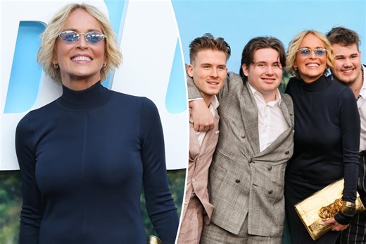 Sharon Stone makes rare red carpet appearance with her 3 sons at ‘Nobody 2’ premiere