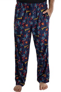 DC Comics Mens' Superman Classic Logos Poses All-Over Print Lounge Pajama Pants Sleepwear