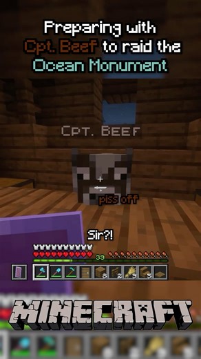 Preparing with Cpt. Beef to raid the Ocean Monument #minecraft #shorts