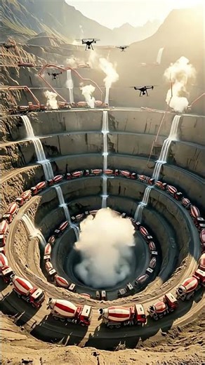 Deep pit surveillance: Automated construction #shorts #futurism #drones #viralshorts #fyp