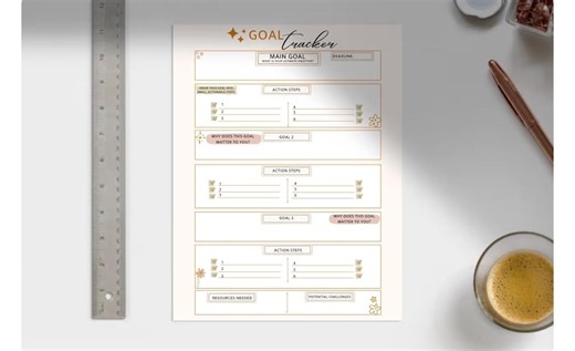 Printable Goal Planner PDF | Minimalist Goal Setting Worksheet With Action Steps, Challenges & Resources | Productivity Planning Template - Etsy