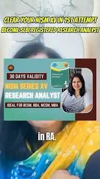 No Finance Grad. To become Registered RA #NISMXV #SEBI