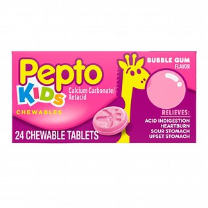 Pepto Bismol Kids Antacid Chewable Tablets, Upset Stomach Relief, Heartburn, 24 Count