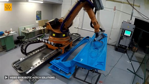 KUKA Robot on lineal track trimming with HSD spindle. Video Credit: Robotic-Hitech Solutions -------------------------------- Stay ahead of the curve! Follow us now on our WhatsApp (https://wevlv.co/wevolver-whatsapp) and Telegram (https://wevlv.co/3sJlFn5) channels and stay updated about the cutting edge. #engineering #technology #robots #kuka #kukarobots | Wevolver.com