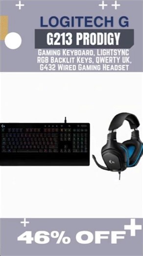 46% OFF! Logitech G G213 Prodigy Gaming Keyboard & G432 Wired Gaming Headset, USB and 3.5 mm Jack