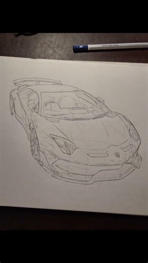 🔥Drawing the Legendary Lamborghini Aventador SVJ! 🏎️🔥 || #Lamborghini #SupercarArt #Drawing #Sketch