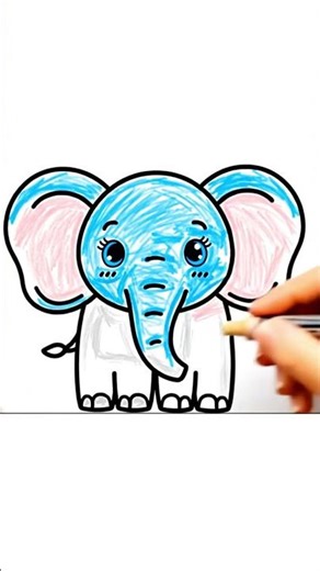 How to Draw a Cute Elephant (Super Easy) #Shorts | CuteCritterDoodle
