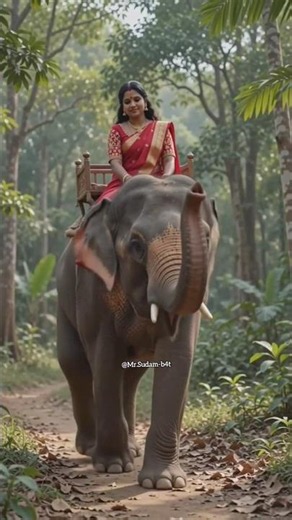 Beautiful Woman Riding an Elephant 🐘❤️ | Cinematic AI Forest Short #shorts
