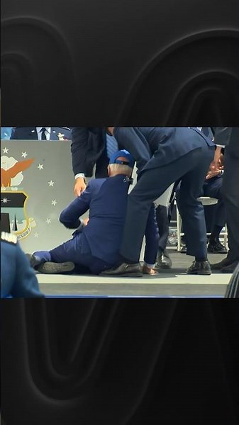 Biden trips and falls at Air Force Academy commencement