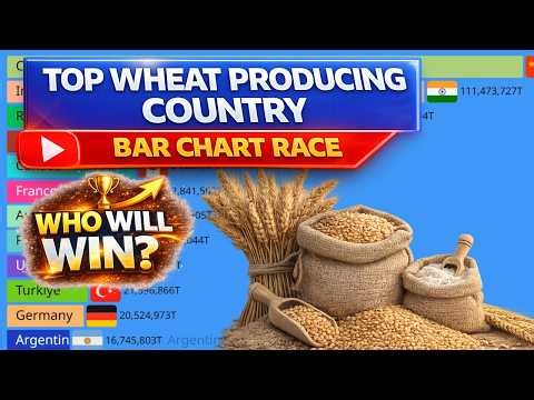 Top Wheat Producing Countries (1961–2024) 🌾 | Bar Chart Race #wheatproduction