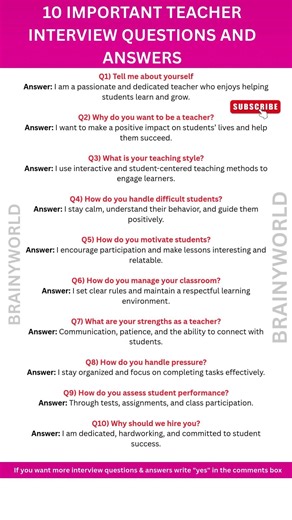 10 Teacher Interview Questions and Answers (Get Hired Fast)