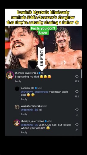 Dirty Dom Trolls Eddie Guerrero's Daughter: "You Mean OUR Dad" #usa #uk #eddieguerrero #wwenews #aew