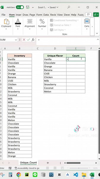 วิธีแยกข้อมูลและนำมานับจำนวนง่ายๆ ด้วยฟังก์ชั่น Unique และ Countif #excel #exceltips #exceltutorial #countif #สูตรexcelทํางาน #สูตรexcel #สอนexcel #สอนexcelสนุกๆ #microsoftexcel #unique