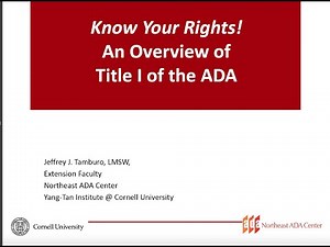 Know Your Rights! An Overview of Title I of the ADA