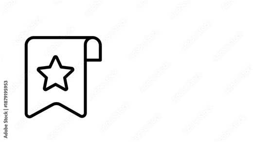 Bookmark Outline Animation, Looping Animated Clip video Flat Cartoon Icon. 4K Video Transparent Alpha Channel. Editable Animated Icon Transparent Background.