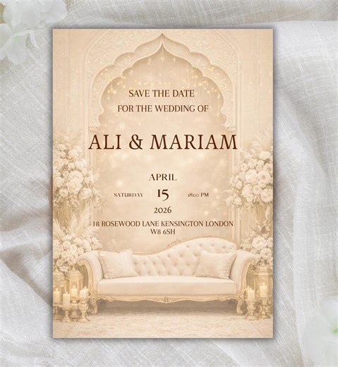 Islamic Wedding Invitation, Elegant Muslim Nikah Video Invite, Arabic Wedding Invitation, Muslim Wedding Canva Template - Etsy