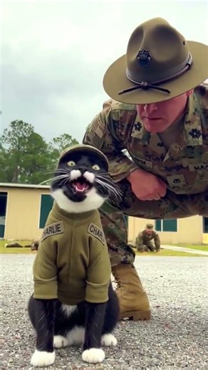 Army Cat vs Drill Sergeant: Loudest Meow Ever!