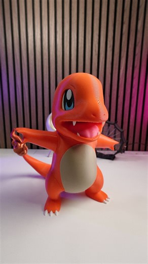 GRM3D on Instagram: "3D Printed Charmander 🗃️Model by @yosh__studios 🖨️Printed On @bambulab_official H2D 🧵Filament: @esun3dprinting 🧪Glue by @arka.kraftprotz 👉STL in BIO👈 #3dprinting #pokemon #charmander"