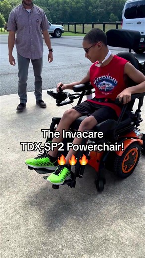 Marquis getting the hang of his new orange Invacare TDX-SP2 custom powerchair by Motion Concepts! He loved trying it out and when Josh showed him the controls, he got it right away! Watch for the thumbs up at the end! 😁 We are so glad you love your new powerchair! 🧡 If you or a loved one may be interested in this product, please contact our office today via phone call or DM! We would be happy to help you! - #wheelchair #powerchair #palmettoseatingandmobility #disabilityawareness #southcarolina