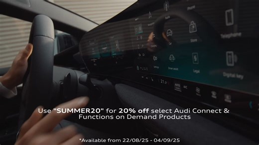 1.1K views | An exclusive 20% off Audi Connect & Functions on Demand Products. For a limited time, use code "SUMMER20" to avail of 20% off on the Audi Connect & Functions on Demand Store. Discover more at https://www.audi.ie/en/customer-area/connect/ #Audi #AudiIreland #Connect #FoD *T's & C's Apply | Audi Ireland | Facebook