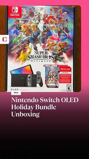 11K views · 23 reactions | See what’s inside the box for the #NintendoSwitchOLED bundled with #SuperSmashBros. Ultimate. The bundle includes a three month membership to Nintendo Switch Online and features Joy-Con controllers with a Smash Bros. cross logo design. #nintendo #gaming | CNET | Facebook
