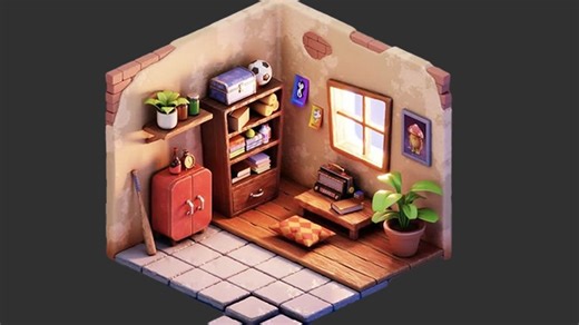 【Maya场景建模】简单室内“客厅”小房子搭建，超详细场景思路讲解