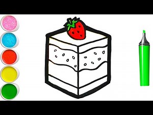 How to Draw a Strawberry Jelly Cake Slice | Easy Sliced Cake Drawing for Kids and Beginners