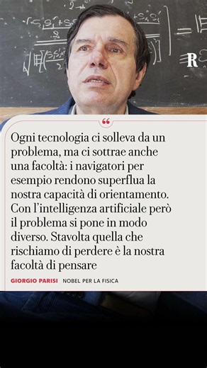 Il premio Nobel per la fisica, Giorgio Parisi si esprime sull'intelligenza artificiale