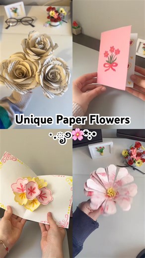 4 Unique Paper Flower Tutorials 🤍 Easy DIY Ideas #handmade #paperflower #diy
