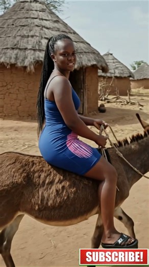 Country Life Beauty Riding Donkey Through Traditional Village #shorts #horse #camel #horseriding