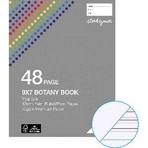 Studymate 9x7" 70gsm 12mm Ruled Botany Book QLD Year 3/4 48pg
