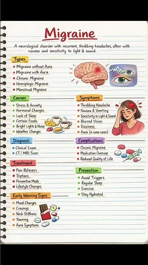 Migraine Explained Simply | Causes, Symptoms & Treatment. #migraine #nursingstudent #medicalstudent