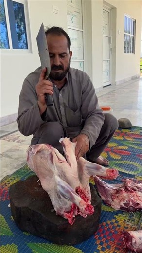 Mutton leg cutting technique | viral street food recipe