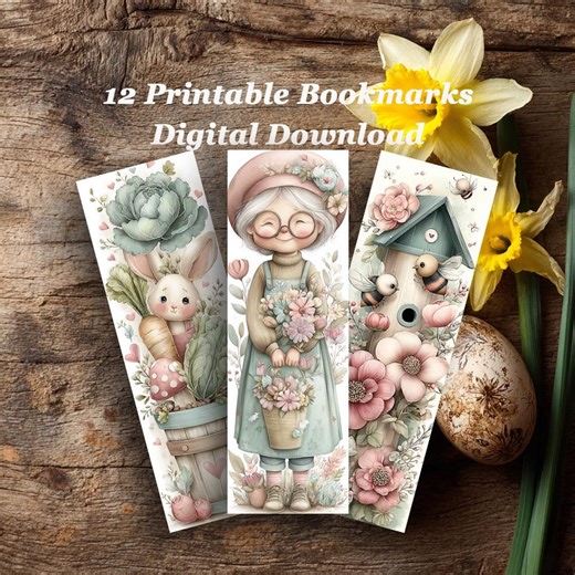 Cute Garden Delight Printable Bookmarks. Set of 12 Digital Download. Ideal Gift for All Book Lovers and Readers. Book Clubs. Print and Cut. - Etsy