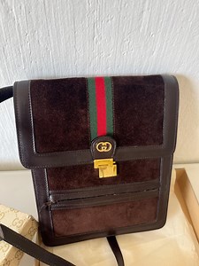 1970s Iconic Gucci Brown Suede and Leather Bag - Etsy