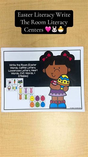 Make literacy practice fun with these Easter Write the Room activities! 🐣 Students move around the classroom while practicing important reading and writing skills. #WriteTheRoom #EasterActivities #TeacherTok #LiteracyCenters #ElementaryTeacher