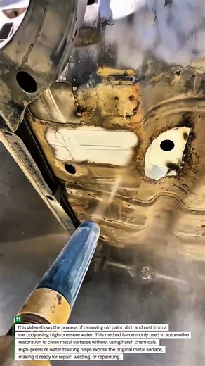 High-Pressure Water Paint Removal on Car Body | Powerful Surface Cleaning.