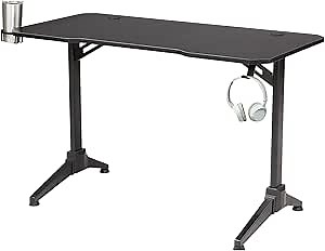 Safco Products Ultimate Computer Gaming Desk, with Under Desk LED Lighting, Cup Holder, Headphone Hook. 47.2 W x 23.6 D x 29.5 H