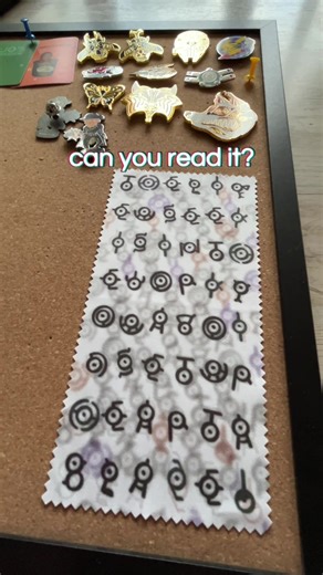 the road to this design was by accident and pure vibes tbh it was supposed to be a design based off of mononoke (netflix original not studio ghibli), but i felt the idea was too niche & i wasn’t sure i even liked it that much lol — i noticed tho that the characters looked like unown, so i switched over :) getting to the point of which unown to use & what message i could include took some tries tho! google ai is pretty dumb btw, this gaggle of unowns has room for 48 characters, and trying to ask 